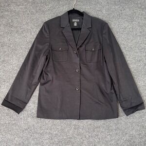 Womens Black Blazer Jacket‎ Size 16 Tailored Career Workwear Minimalist Capsule